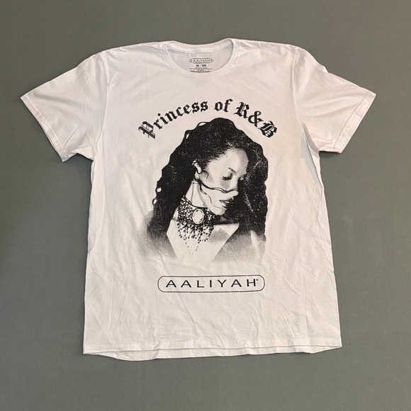 Aaliyah Other - Aaliyah Princess of R&B Graphic T-Shirt Mens XL White Cotton Short Sleeve Tee